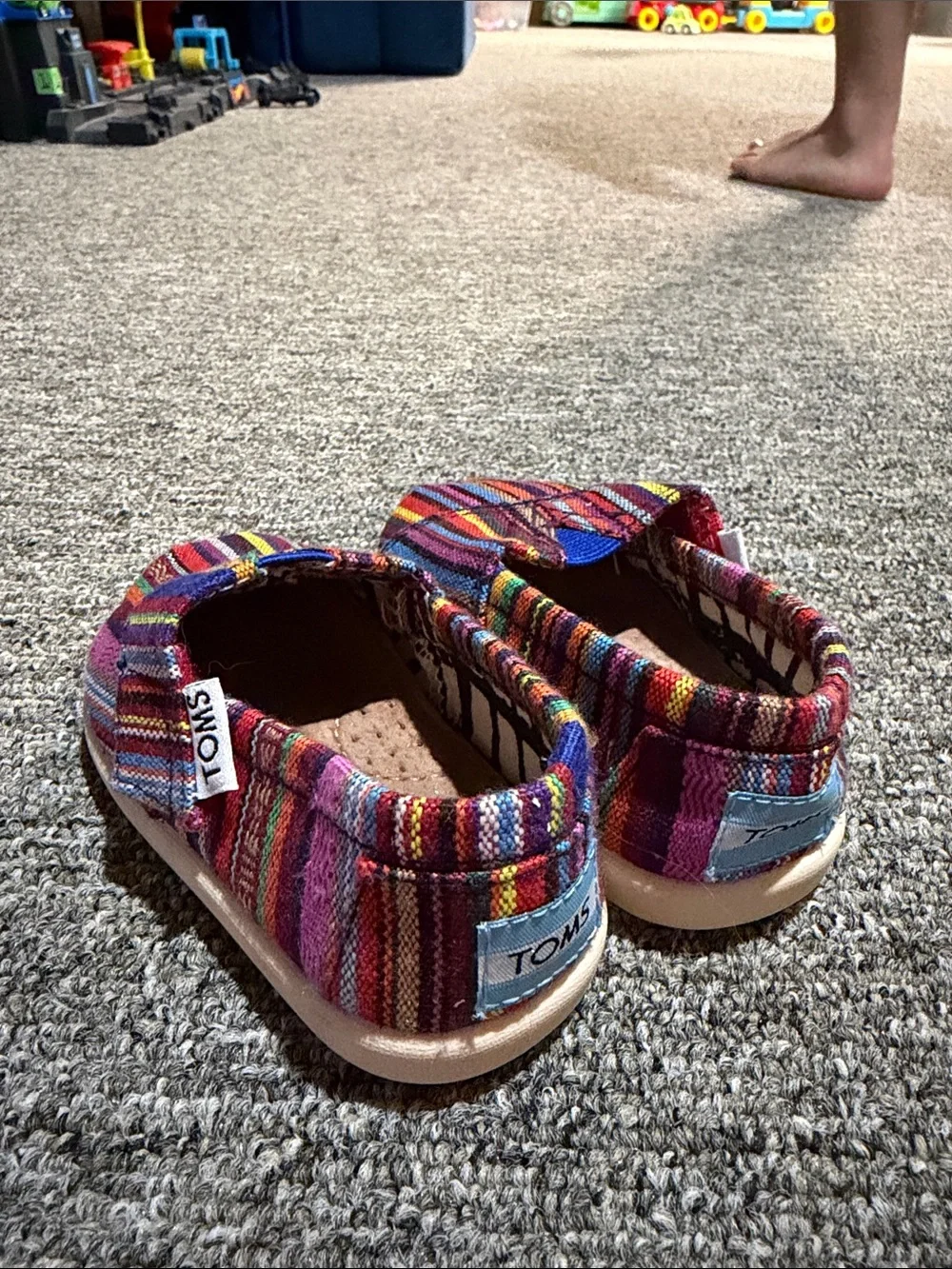 TOMS Kids Colorful Striped Canvas Slip-Ons